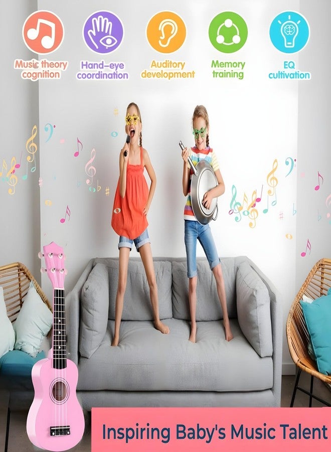 Jakeloo 21 Inch Wooden Kids Toddler Child Children Acoustic Guitar Musical Instruments Ideal for 3-9 Year Old Boys Girls Gifts (Pink) - Image 2